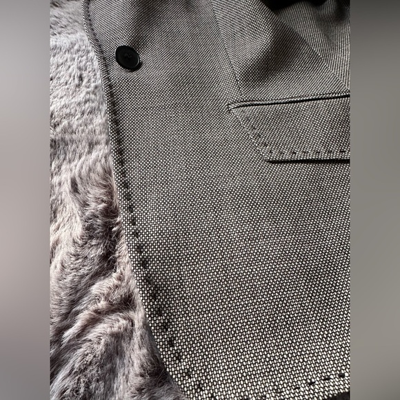 MaxMara 98 % Virgin Wool 2% Elastane Blend Grey textured one button size 6 - Picture 5 of 12